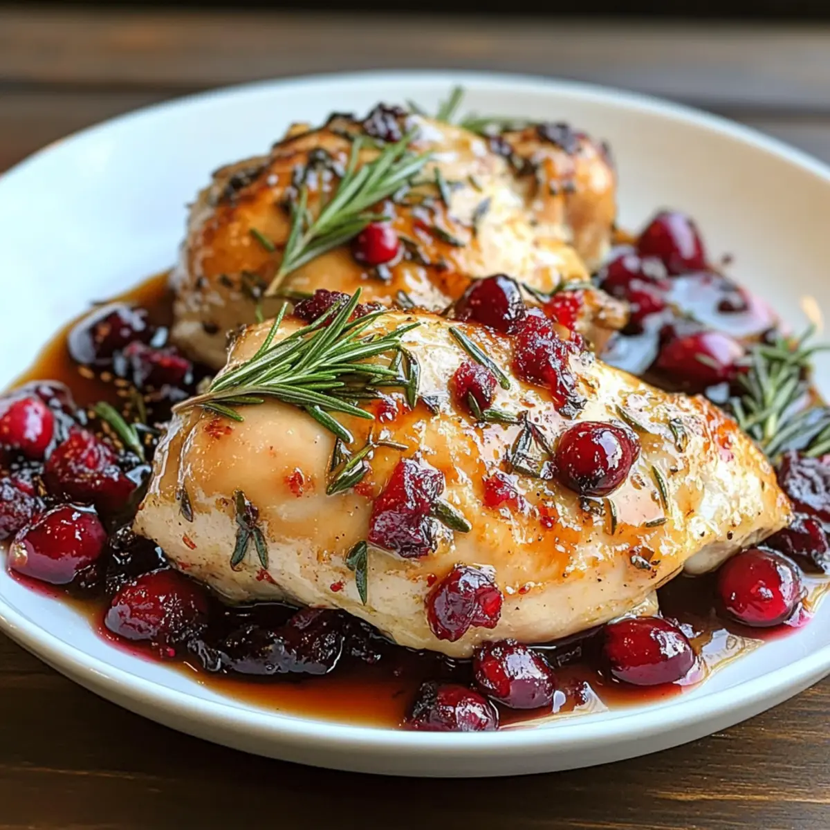 Preiselbeer-Rosmarin-Hähnchen in einer Pfanne