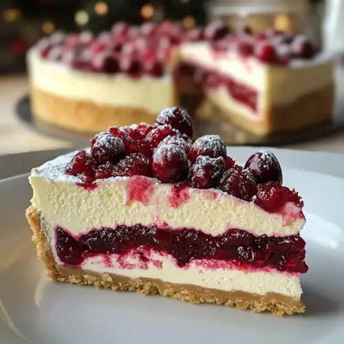 Käsekuchen mit Preiselbeermarmelade