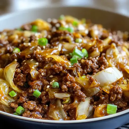 Mongolisches Rinderhackfleisch mit Kohl