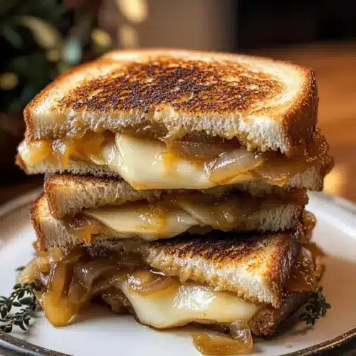Birne & Apfel Käse toast mit karamellisierten Zwiebeln