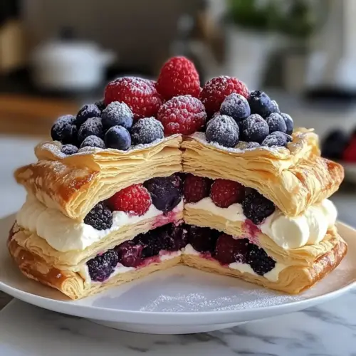 Blätterteig-Beerensahnetorte