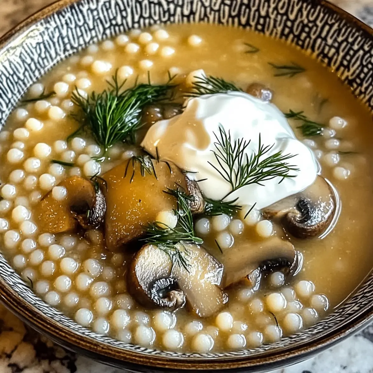 Cremige Pilz- und Perlgraupensuppe
