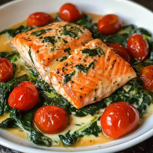 Im Ofen gebackener Lachs mit Spinat