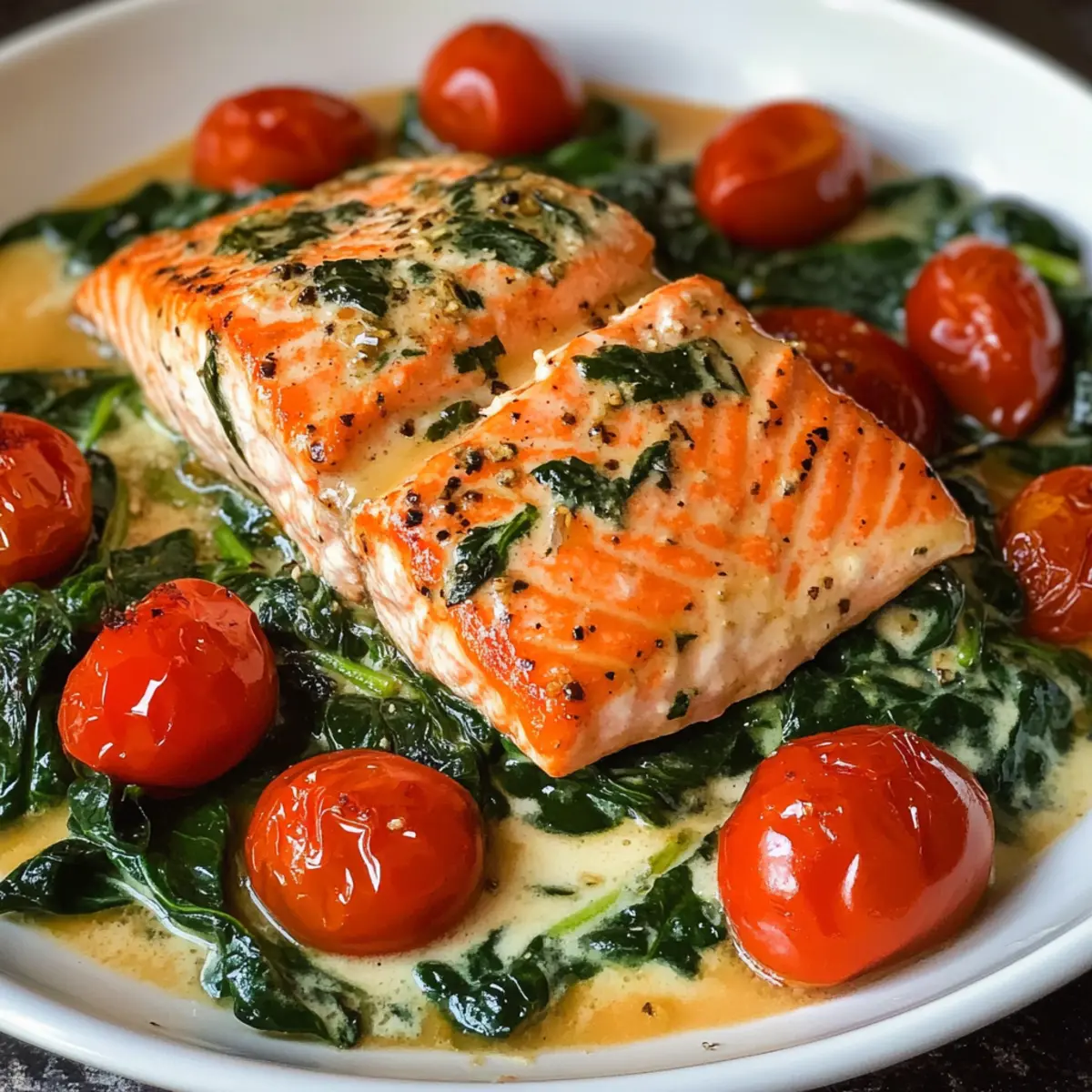 Im Ofen gebackener Lachs mit Spinat