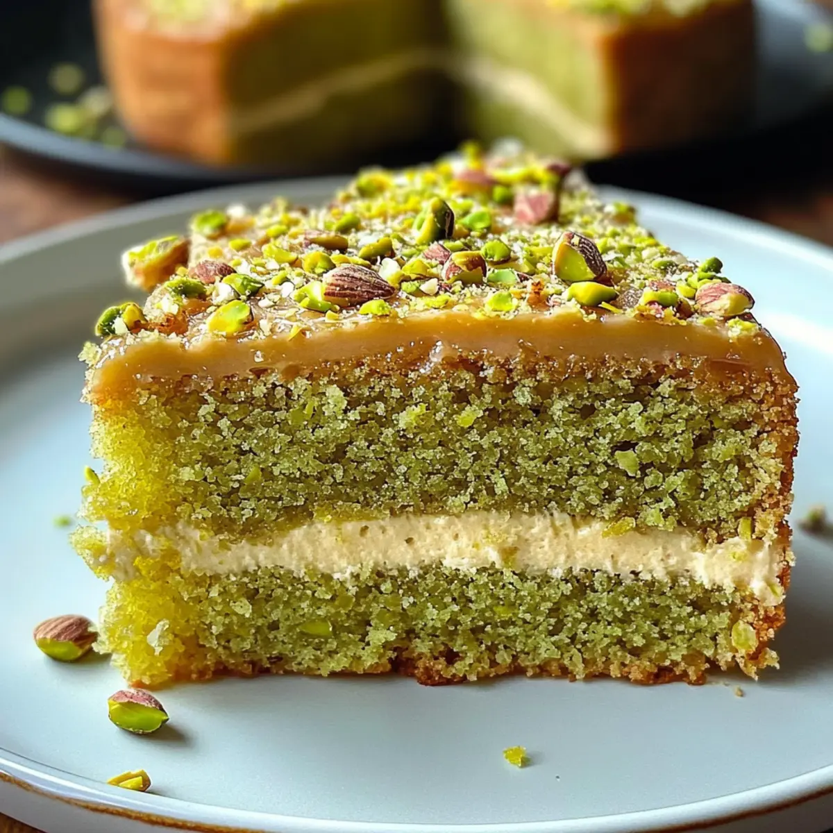 Pistazienkuchen mit Mandeln
