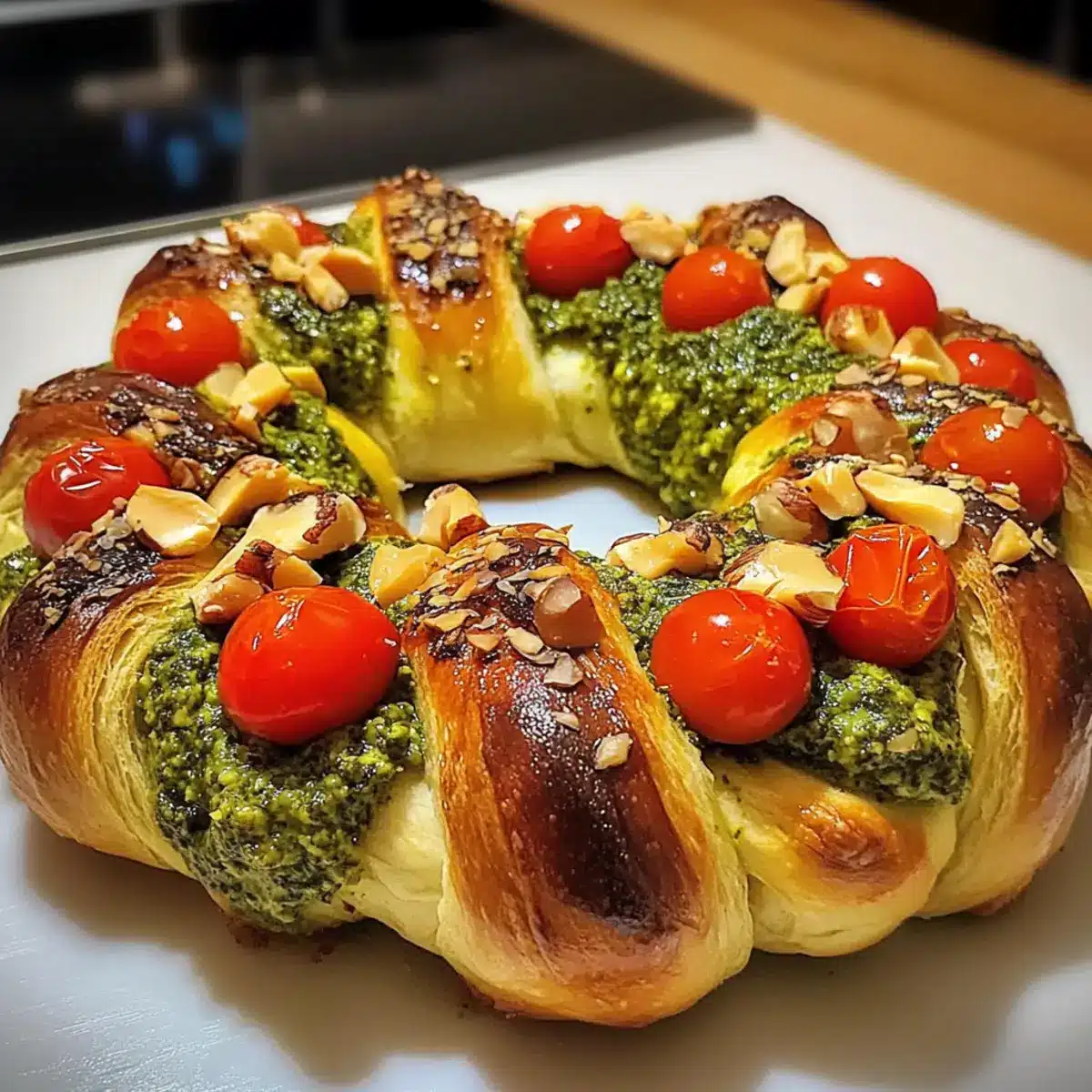Veganer Pesto Brot Kranz