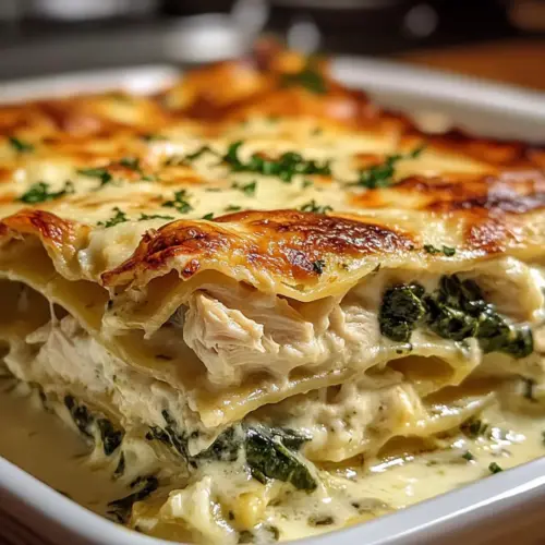 Weiße Soße Hähnchen Lasagne